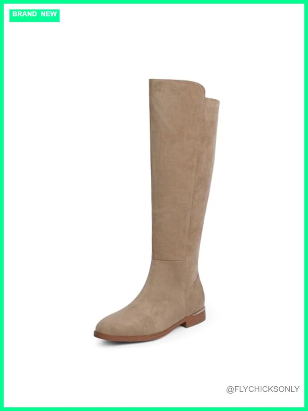 Rounded Toe Flat Knee High Boots Stretchy Faux Suede Side Zipper